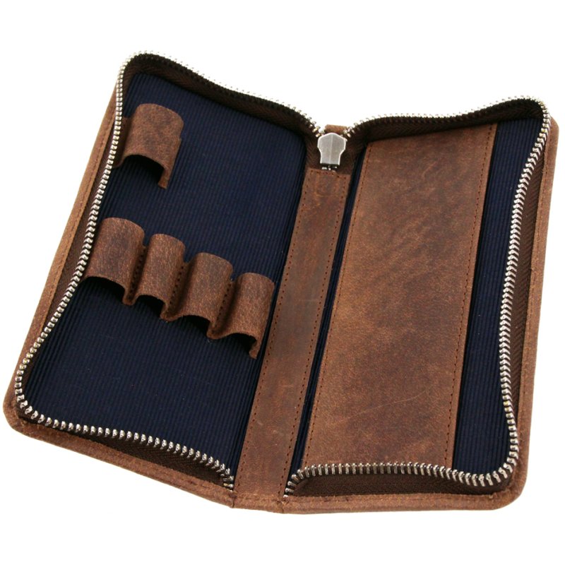 Alassio pennenkoker voor 3 schrijfwaren, grijs hunterleder