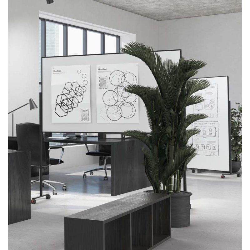 magnetoplan Design-Whiteboard Vario Black Edition, dubbelzijdig, 100x180 cm, mobiel