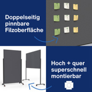 magnetoplan design-moderatietafel VarioPin, dubbelzijdig, 100 x 180 cm, grijs