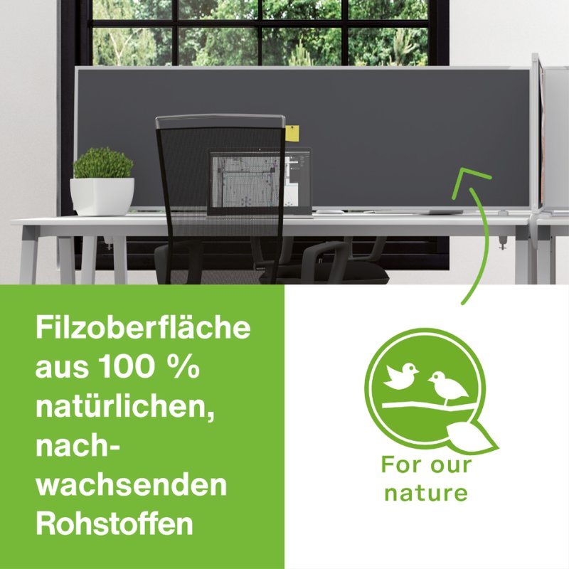 magnetoplan bureauscherm VarioPin, dubbelzijdig whiteboard/vilt, 1600 x 500 mm, turquoise