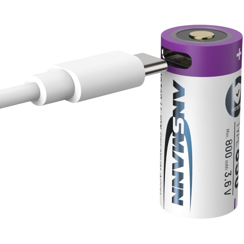 ANSMANN Li-Ion accu 16340 met USB-C aansluiting, 850 mAh
