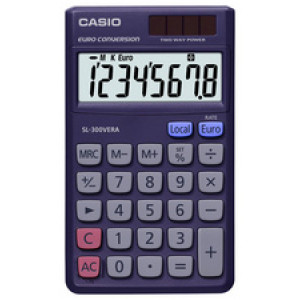 CASIO zakrekenmachine SL-300VE, 8-cijferig extra groot display, solar/batterij