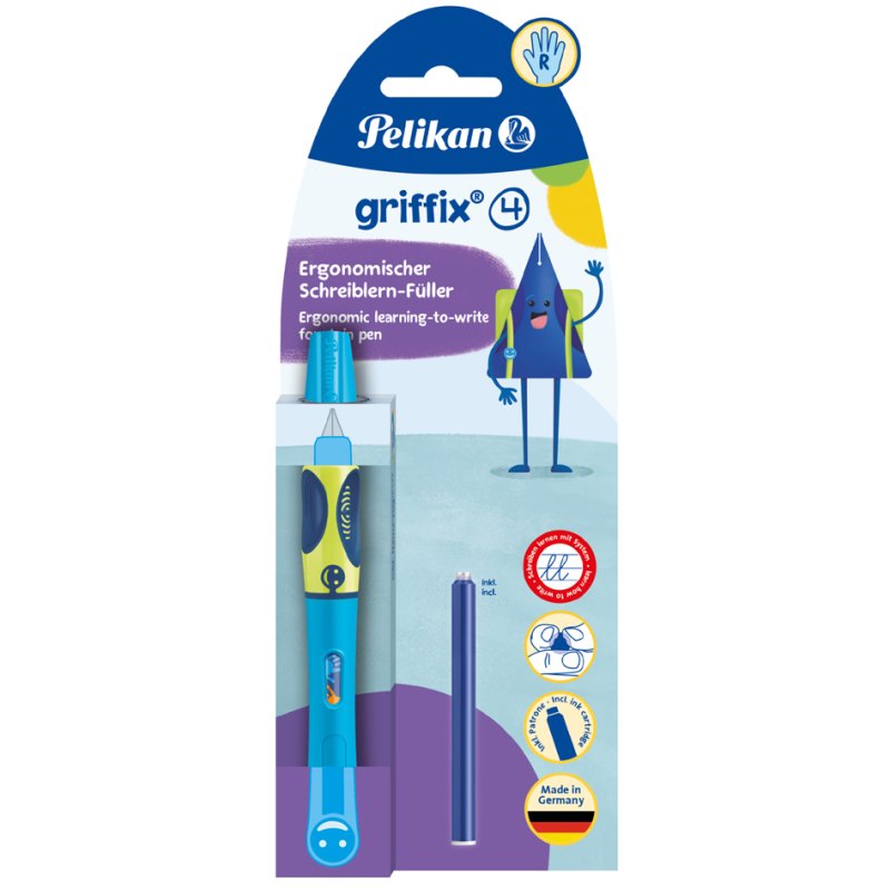 Pelikan vulpen Neon Zwart, voor rechtshandigen.