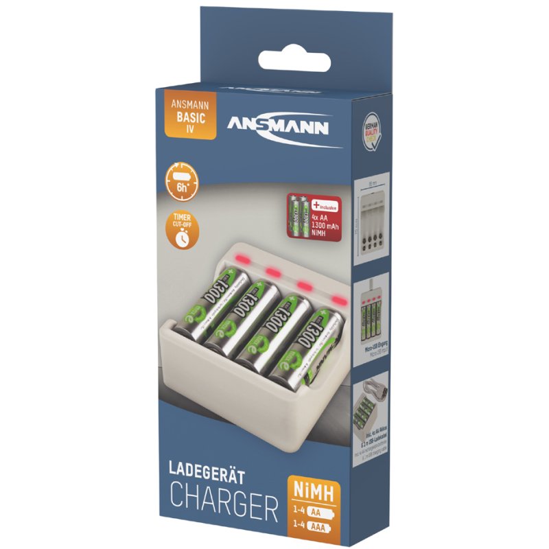 ANSMANN Basic II oplader met 2 AA batterijen 1.300 mAh
