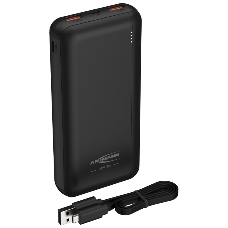 ANSMANN - Powerbank 20.000 mAh - Kleur: Zwart