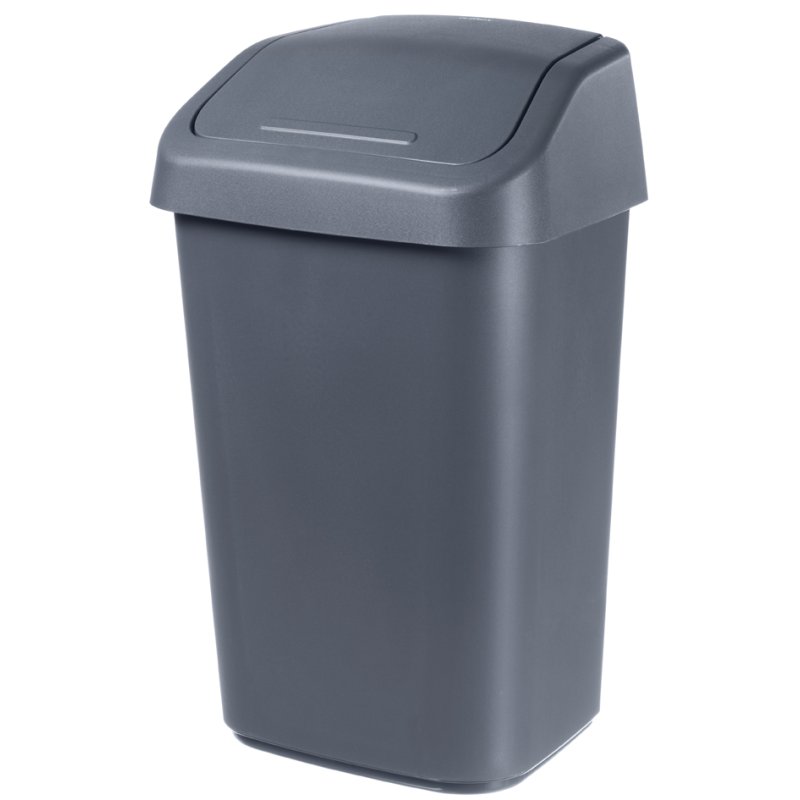 orthex afvalbak met scharnierend deksel, 10 liter, donkergrijs