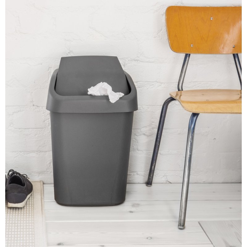 orthex afvalbak met zwingdeksel, 50 liter, donkergrijs, PP