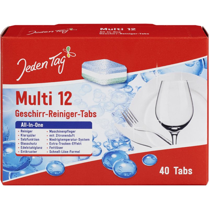 Jeden Tag vaatwastabletten Multi 12 functies, 40 stuks à 20 g