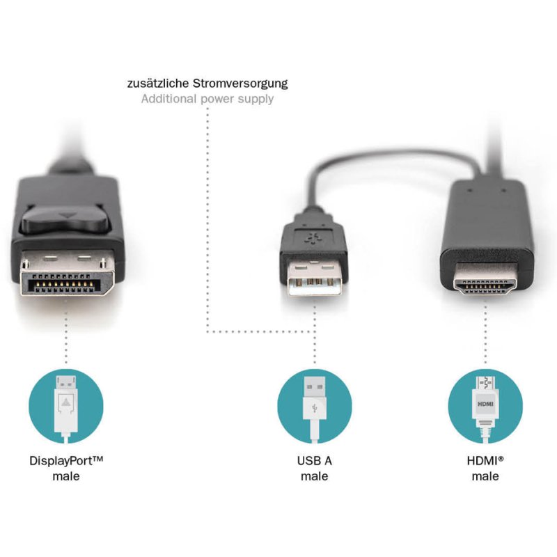 DIGITUS 4K HDMI naar DisplayPort adapterkabel 2 meter