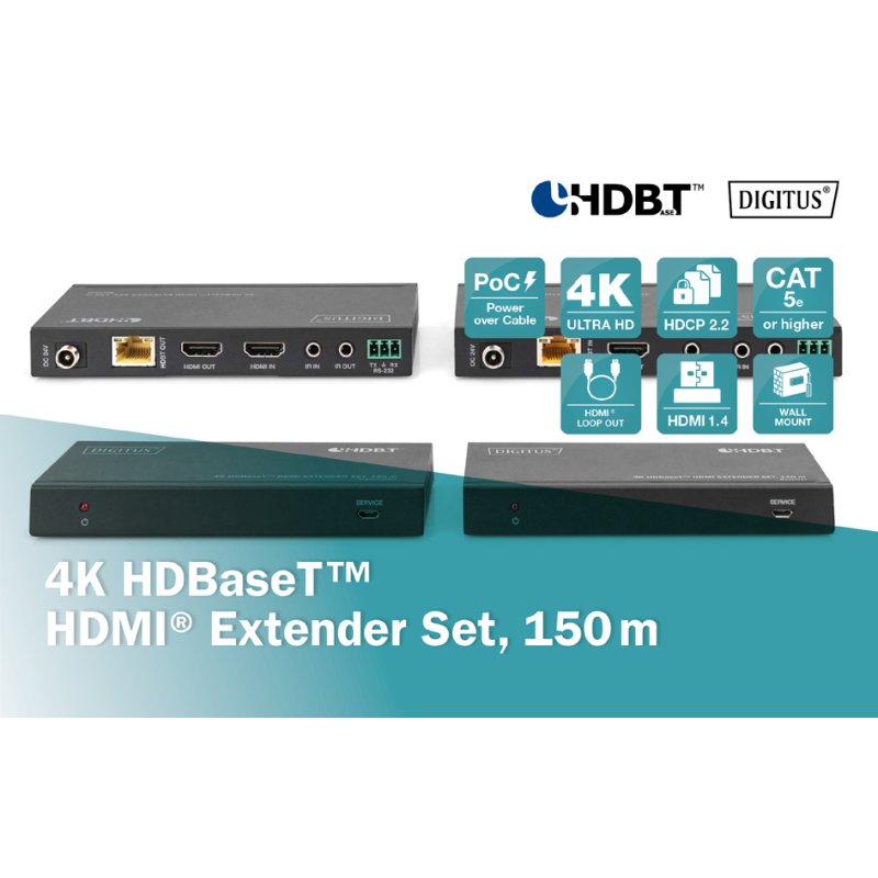 DIGITUS 4K HDMI Extender Set 150m zwart