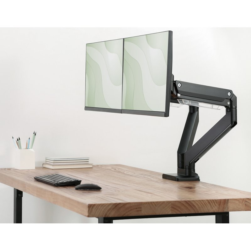 DIGITUS Universele Dual Monitorarm met Klembevestiging, Zwart