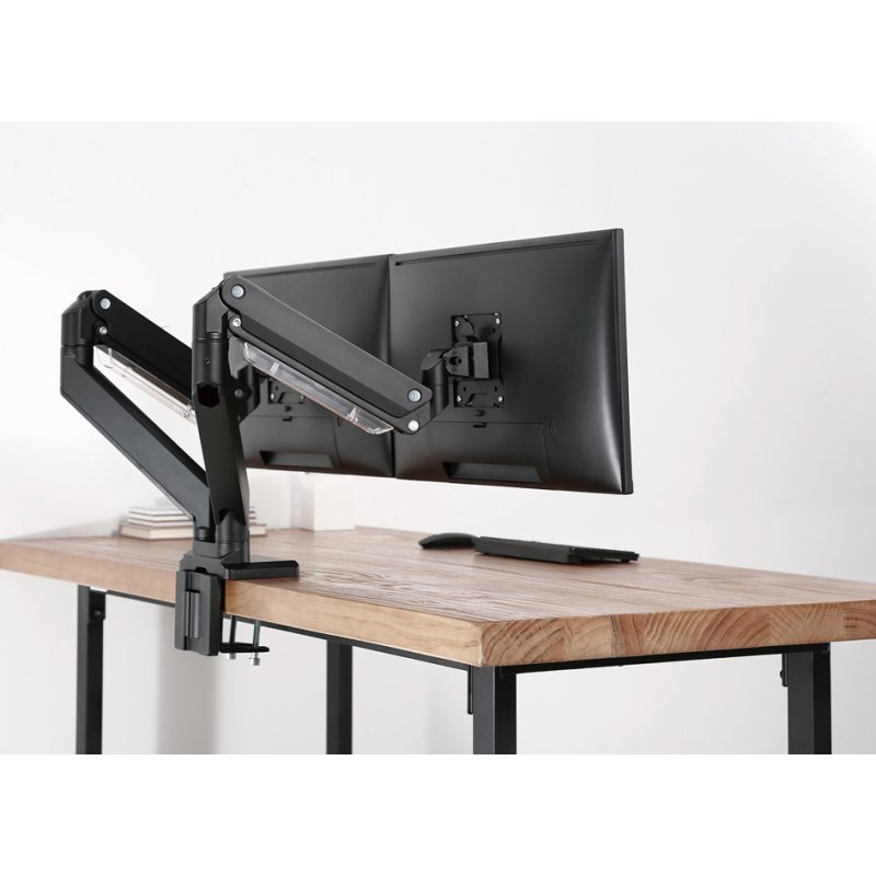 DIGITUS Universele Dual Monitorarm met Klembevestiging, Zwart