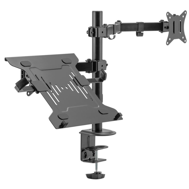 DIGITUS universele monitorarm met laptophouder, zwart