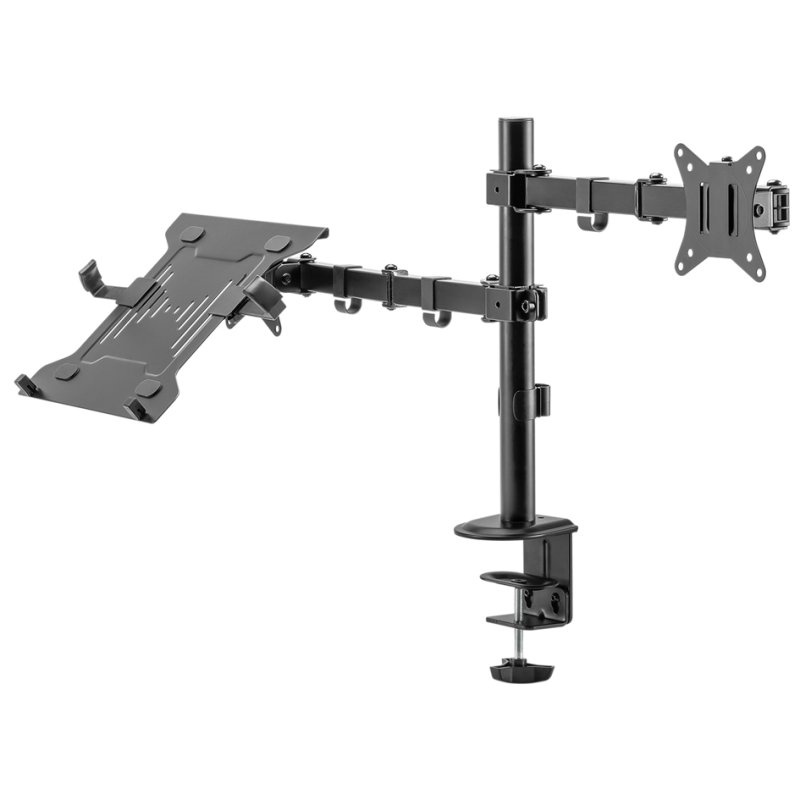 DIGITUS universele monitorarm met laptophouder, zwart