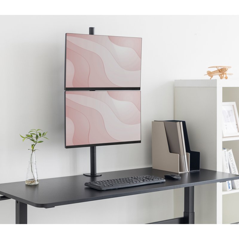 DIGITUS universele dual monitorarm verticaal zwart