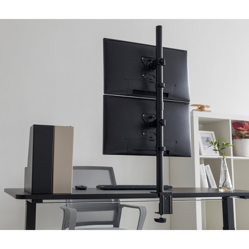 DIGITUS universele dual monitorarm verticaal zwart
