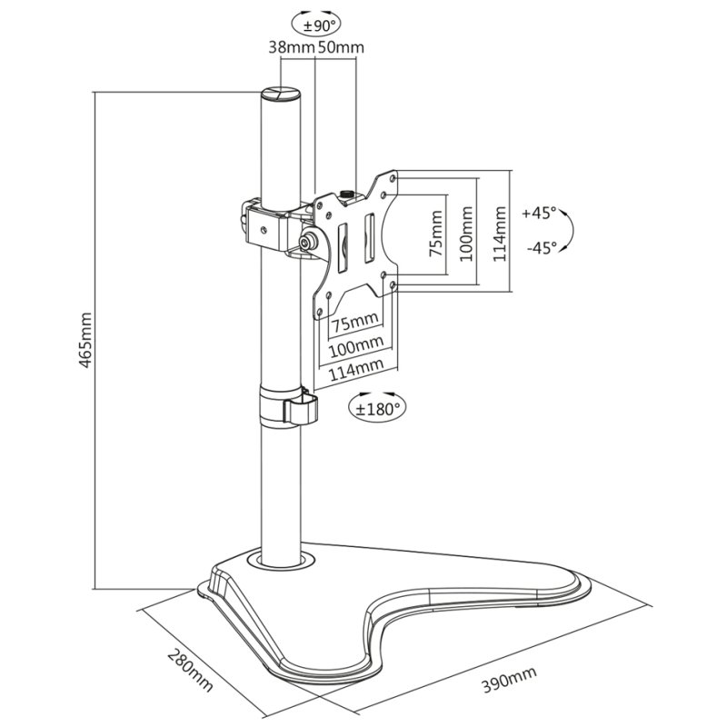 DIGITUS universele monitorstandaard zwart mat