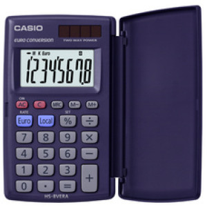 CASIO rekenmachine HS-8VER, 8-cijferig display, solar/batterij, opklapbaar