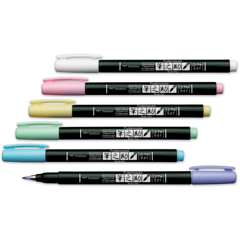 Tombow Fudenosuke kalligrafiestift pastel wit