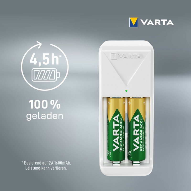 VARTA Mini oplader wit inclusief 2x AAA accu's 800 mAh
