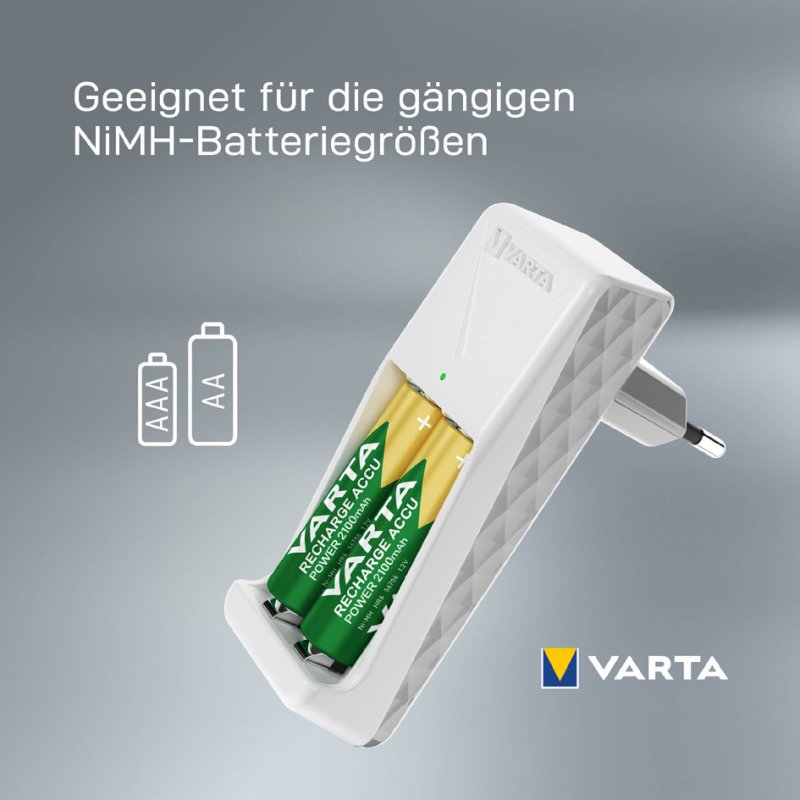 VARTA Mini oplader wit inclusief 2x AAA accu's 800 mAh