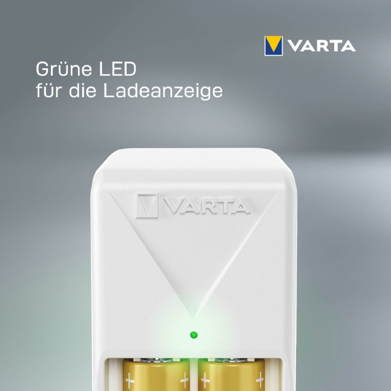 VARTA Mini Charger batterijlader wit inclusief 2x AA batterijen