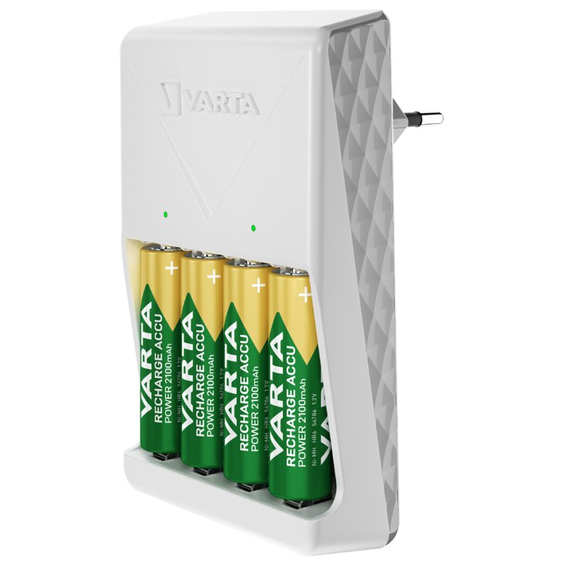 VARTA Oplader Plug Charger wit inclusief 4x AA batterijen 2100 mAh