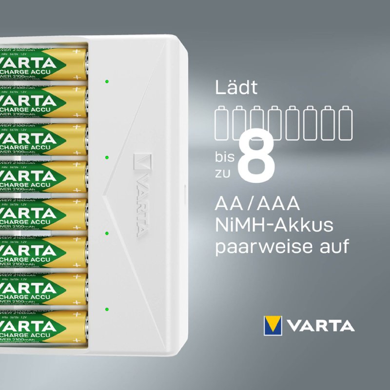 VARTA Multi Batterijlader wit, voor AA en AAA NiMH batterijen