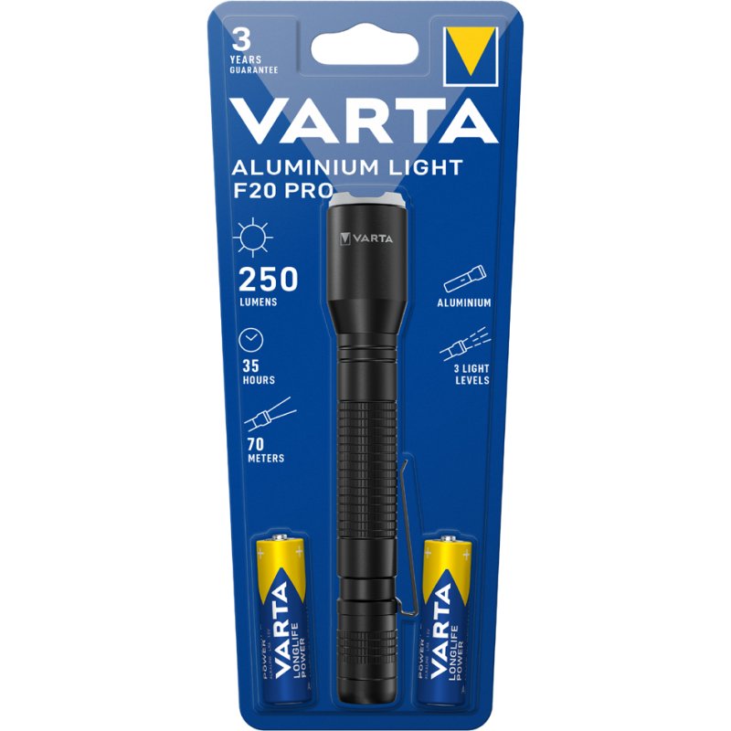VARTA zaklamp aluminium F20 Pro zwart