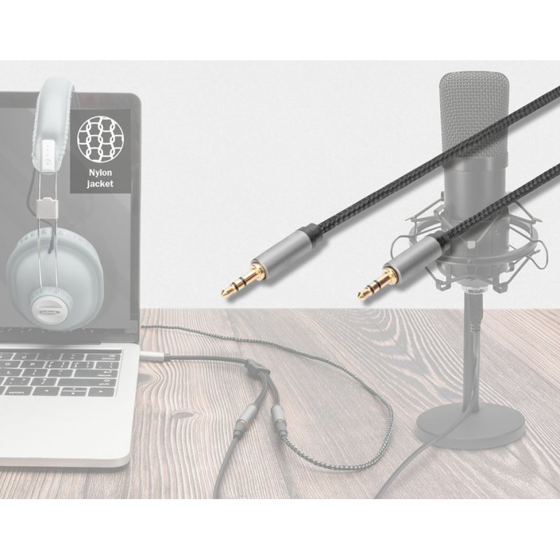 DIGITUS Audiokabel, 3,5 mm jack, 1,8 m, zwart