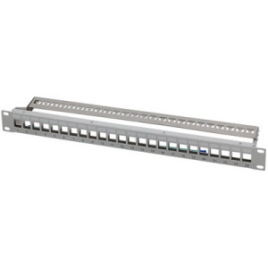 LogiLink 19 inch patchpaneel 24 poorts keystone ongeëquipeerd lichtgrijs