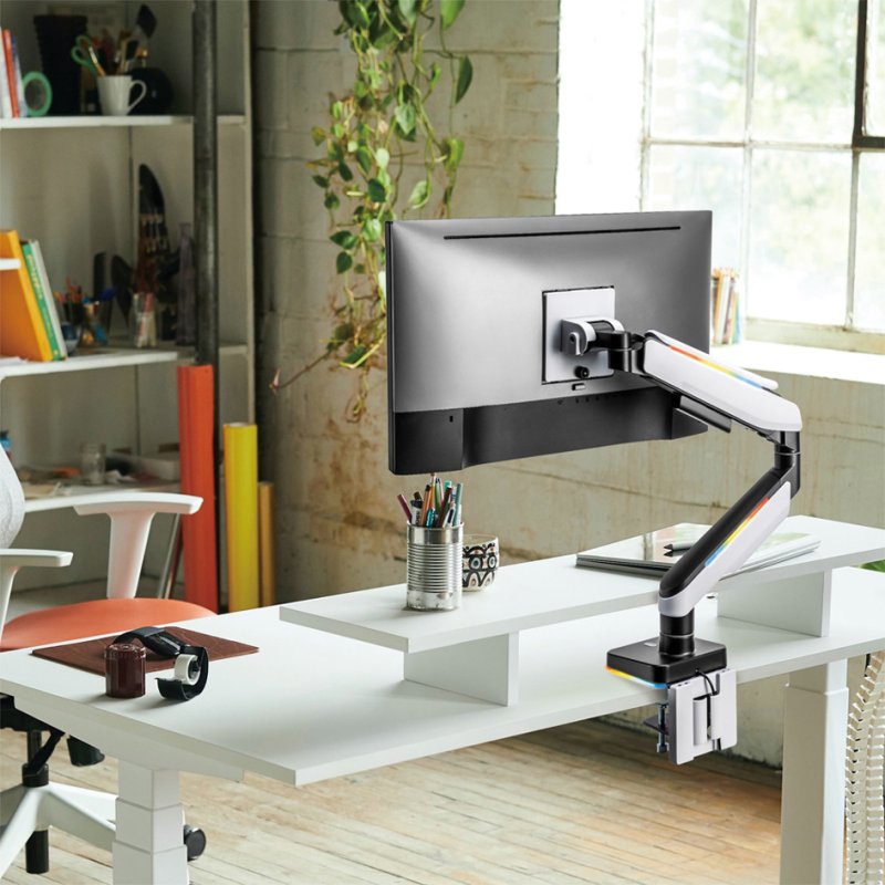 LogiLink Gaming Monitorarm 458mm met verlichting zwart/wit