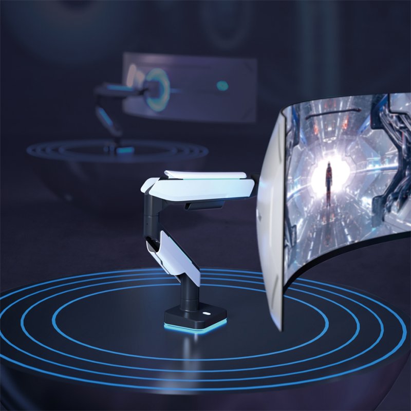 LogiLink Gaming Monitorarm 458mm met verlichting zwart/wit