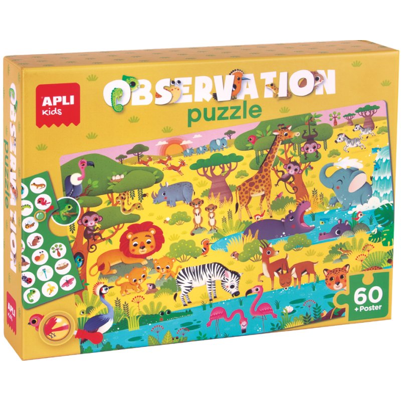 Kids observatiepuzzel 'De savanne', 60 stukjes