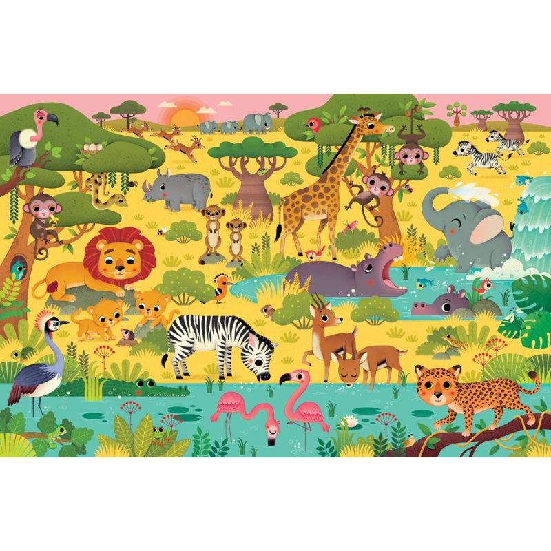 Kids observatiepuzzel 'De savanne', 60 stukjes