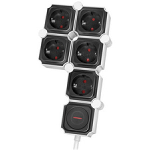 LogiLink Flexibele Stekkerdoos 5-voudig zwart/wit