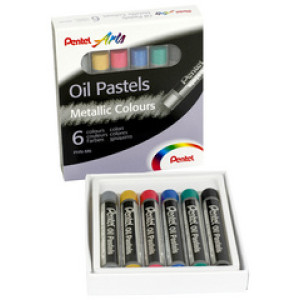 Pentel oliepastels PentelArts, 6 fluorescerende kleuren, waterafstotend