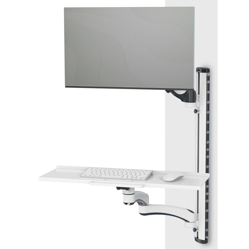 DIGITUS Monitorarm met muis- en toetsenbordplateau, wit