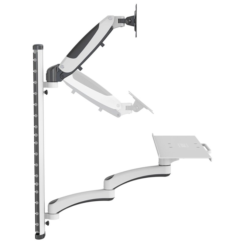 DIGITUS Monitorarm met muis- en toetsenbordplateau, wit