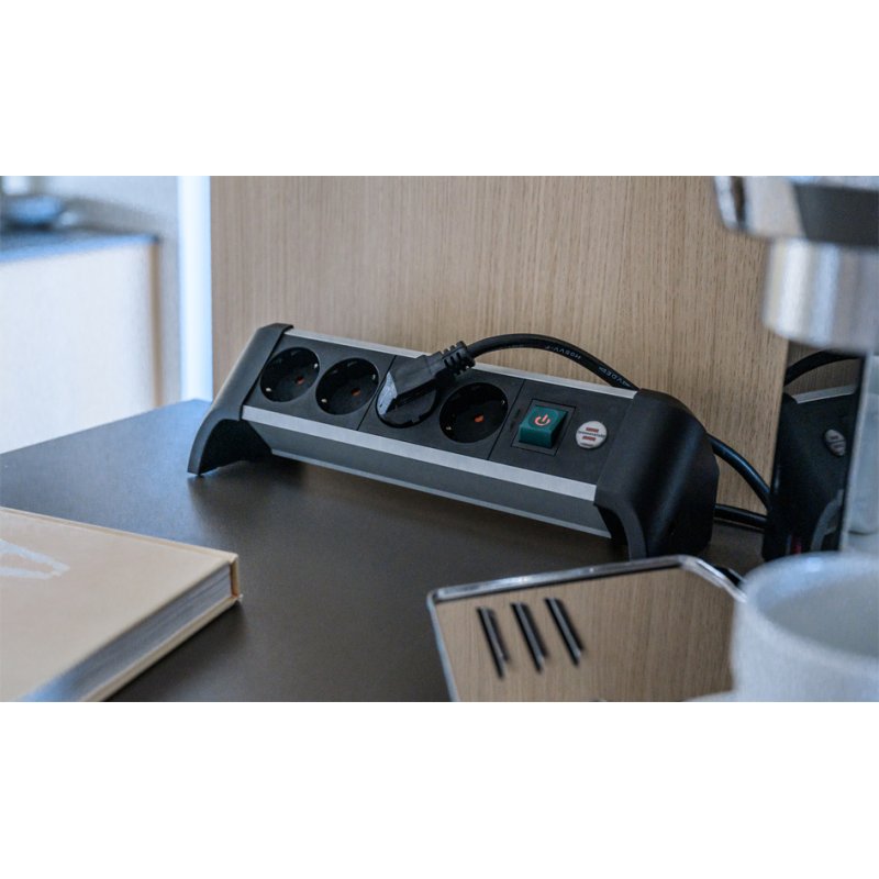 Brennenstuhl bureau stekkerdoos Alu-Office-Line, 4-voudig