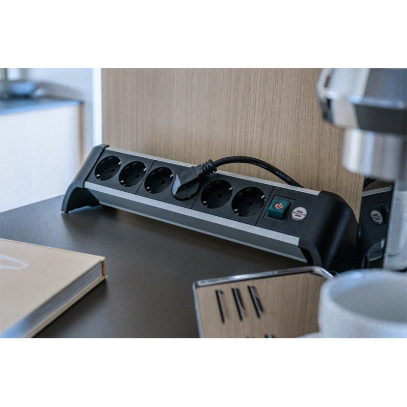 Brennenstuhl bureau stekkerdoos Alu-Office-Line 6-voudig