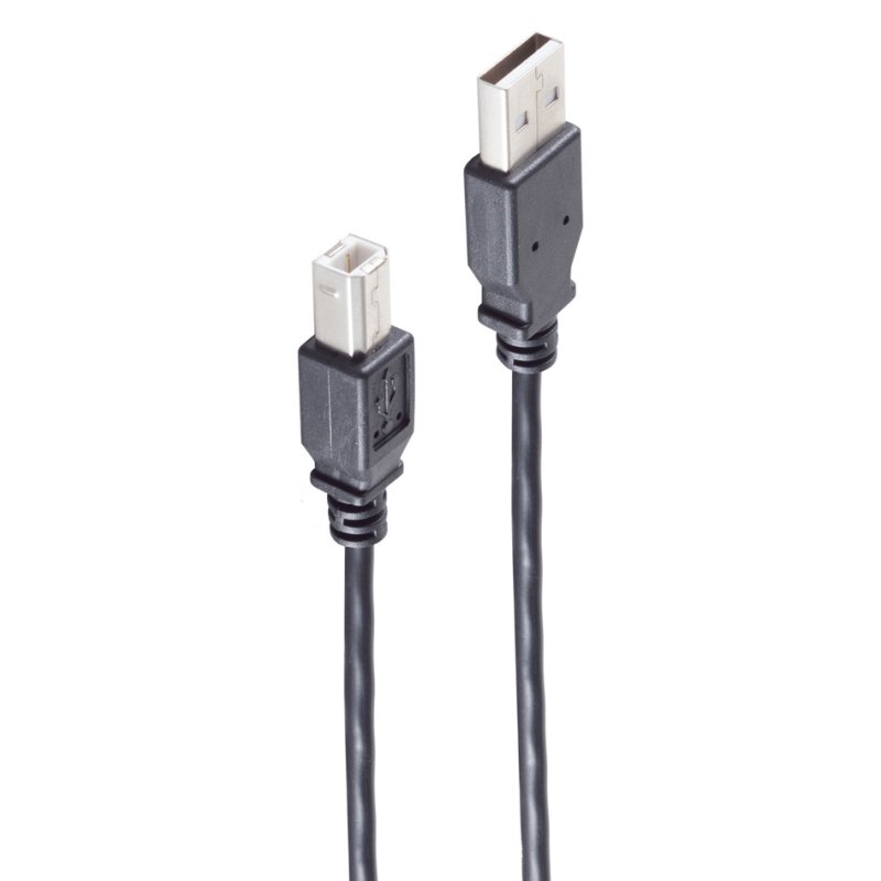 shiverpeaks USB 2.0 kabel A-stekker naar B-stekker 0,25m zwart