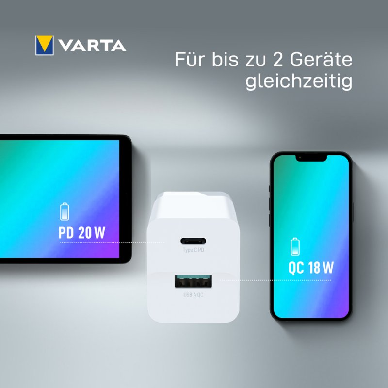 VARTA USB-oplader Speed Charger 38W wit met USB-C en USB-A aansluiting