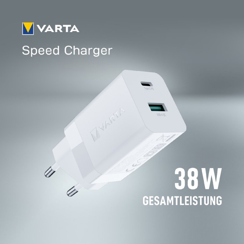 VARTA USB-oplader Speed Charger 38W wit met USB-C en USB-A aansluiting
