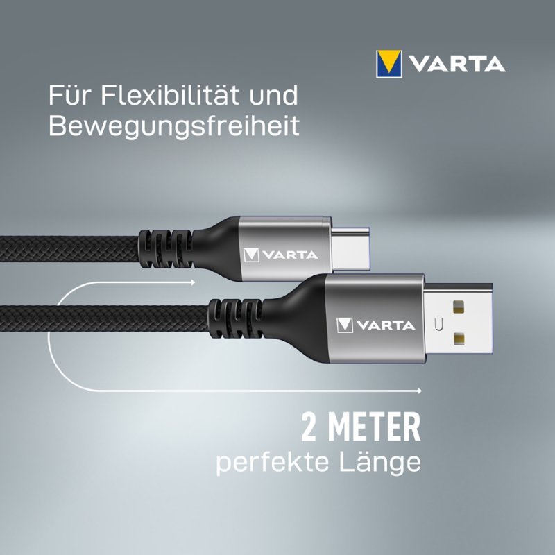VARTA oplaadkabel USB-A naar USB-C 2 meter - snelladen en datasync