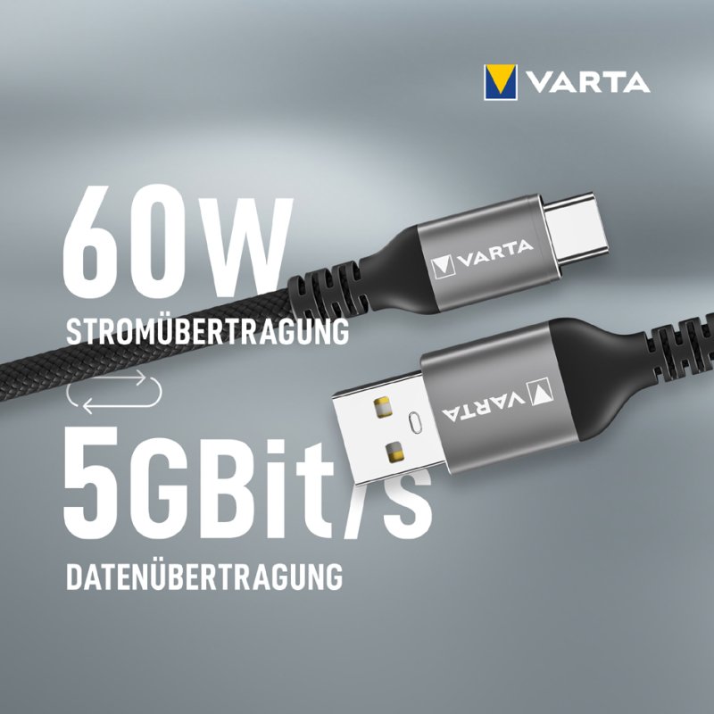 VARTA oplaadkabel USB-A naar USB-C 2 meter - snelladen en datasync