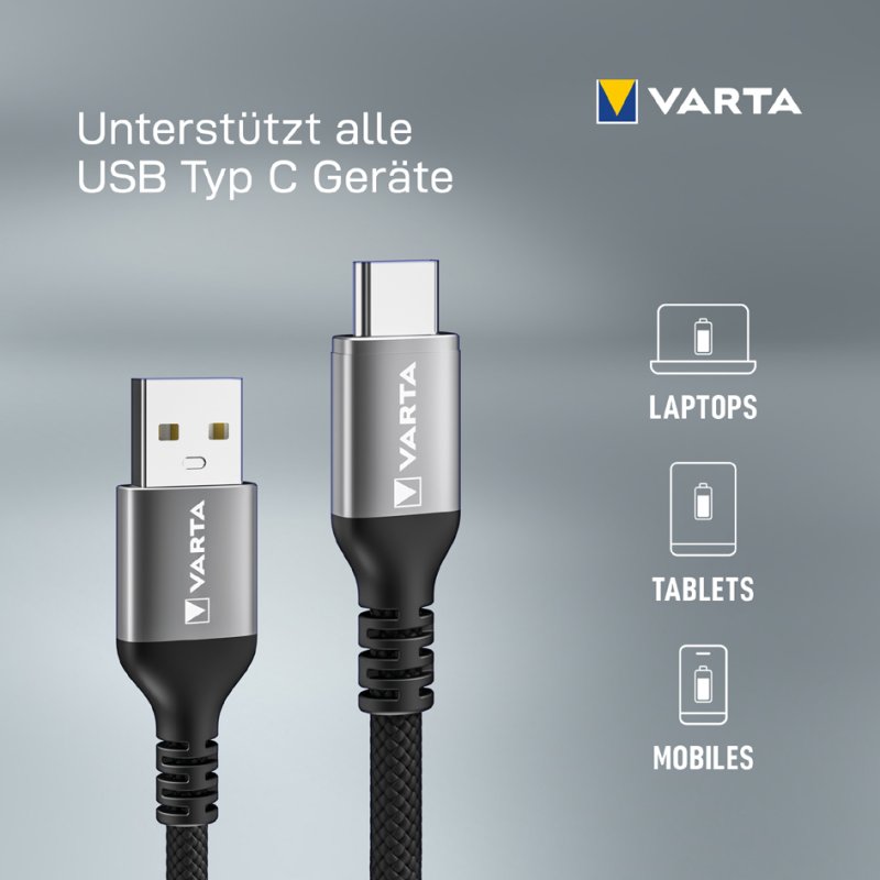 VARTA oplaadkabel USB-A naar USB-C 2 meter - snelladen en datasync