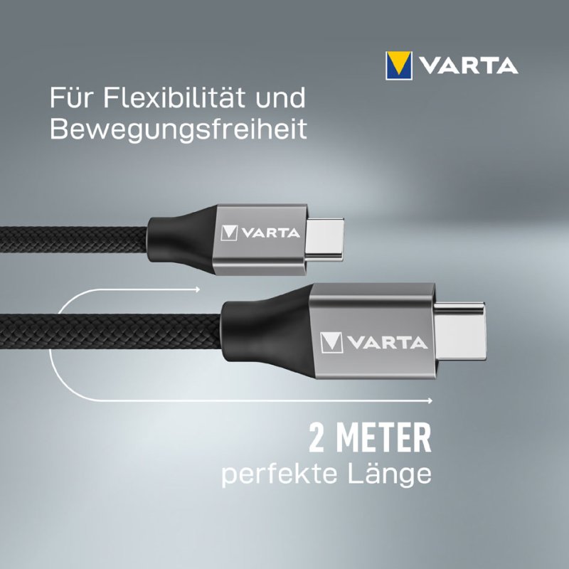 VARTA USB-C naar USB-C kabel 2 meter - Speed Charge & Sync