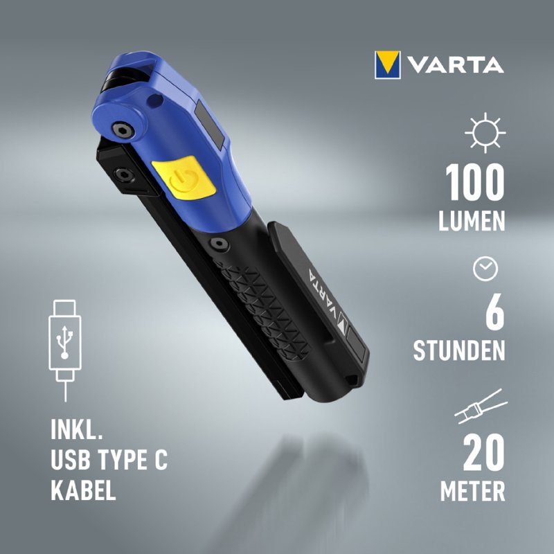 VARTA zaklamp Work Flex oplaadbaar met 3 lichtbronnen en magneet