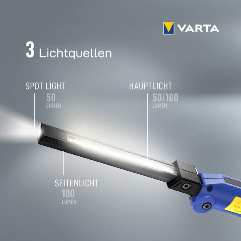 VARTA zaklamp Work Flex oplaadbaar met 3 lichtbronnen en magneet